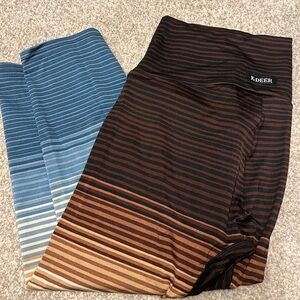 K-Deer Striped Leggings - Blue and Brown